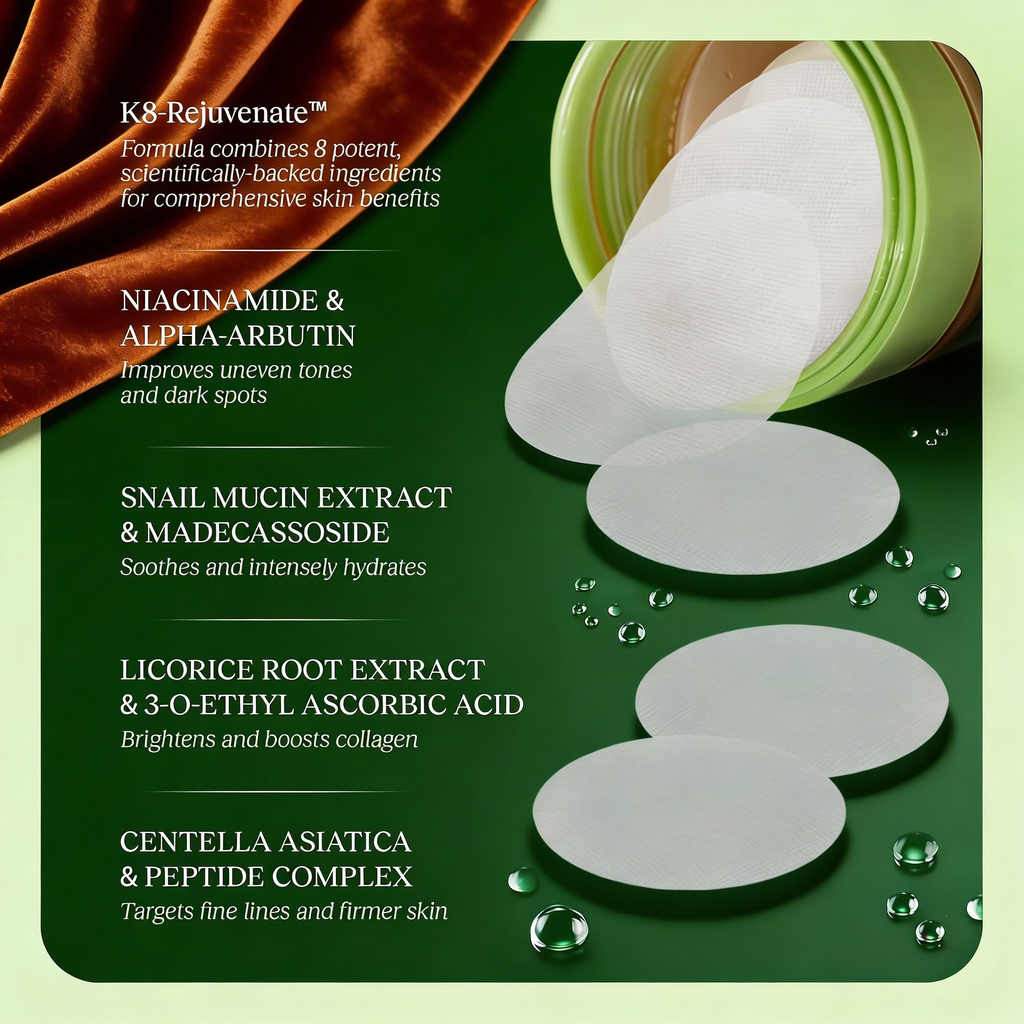 Comfort&Cope JiYu Radiance Reset Toning Pads Korean Brightening Pads for Dark Spots, Hydration & Skin Renewal